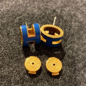 Hermès Pop H Earrings - blue and gold